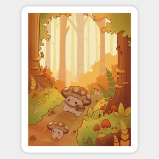 Mushroom fall forest Sticker